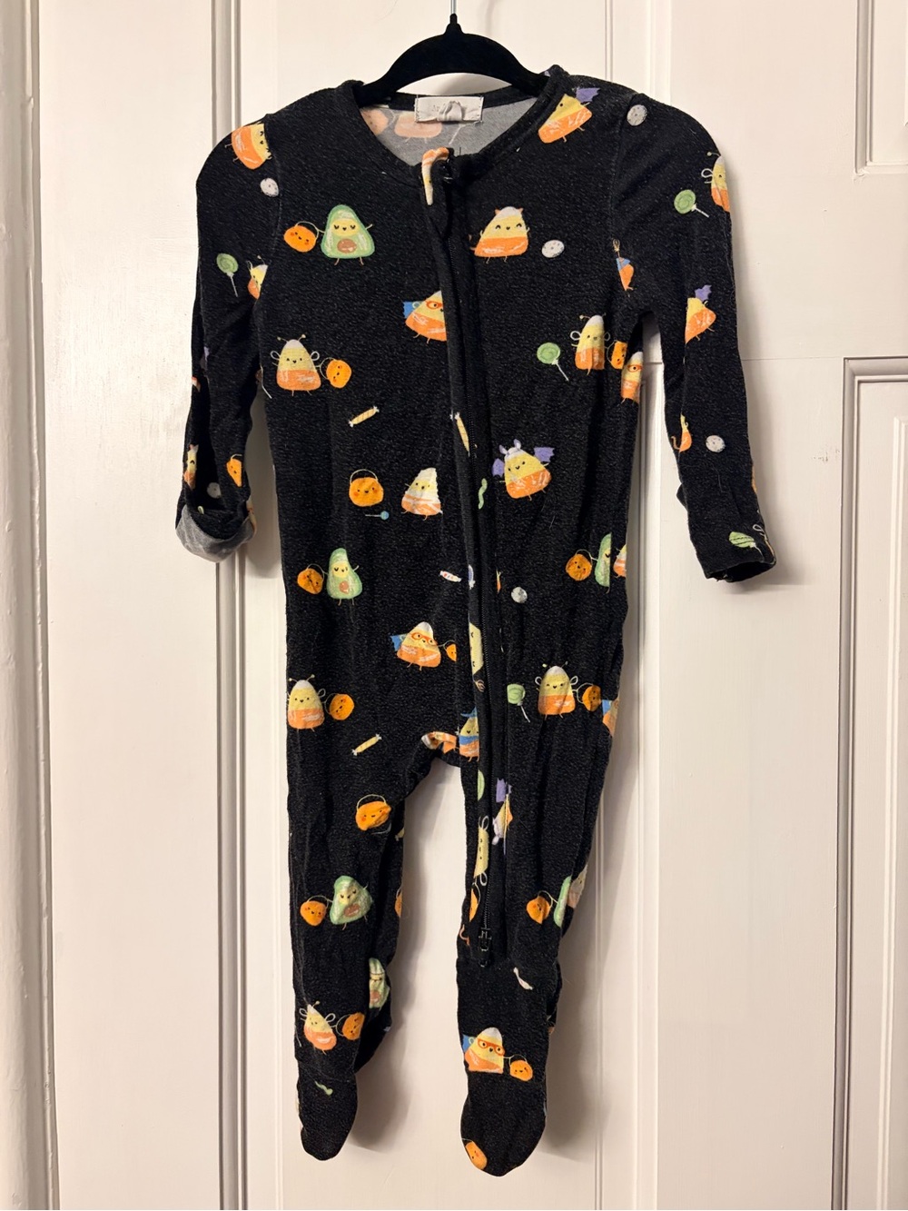 Angel Dear Black Halloween Candy & Pumpkin Footed One-Piece